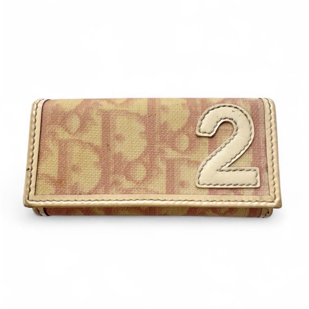 Christian Dior Key Case Trotter Pink Monogram Canvas Leather
